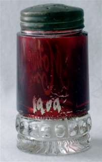 Ruby stained BABY THUMBPRINT salt shaker EAPG  