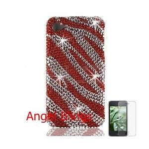  Apple Iphone 4 Diamond Case (Zebra   Red) +Screen Guard 