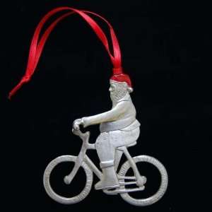  Pewter Santa Bicycle Ornament