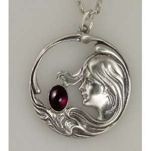 Goddess of the Wind in Sterling Silver Accented with a Genuine Garnet 