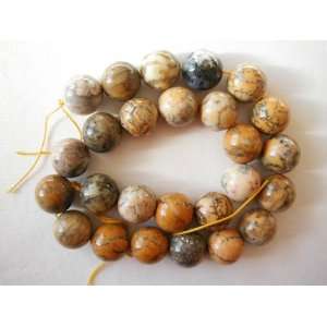 16mm yellow moss agate round beads 16 