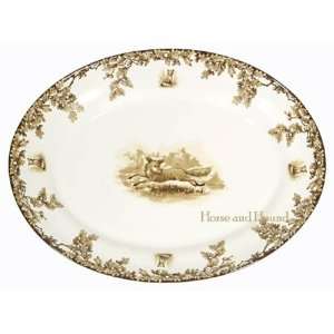  Aiken Oval Serving Platter   Fox Motif