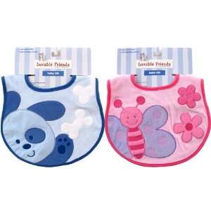  Puppy or Butterfly Color Velour Feeder Bib Baby
