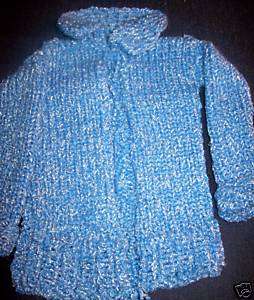 DARLING WARM HAND KNITTED BLUE BABY SWEATER  