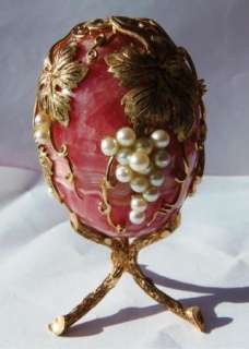 Rare 20th C. Russian Art Nouveau 18k Gold,Pearls&Rhodonite Easter egg 