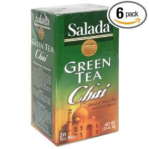 Salada Green Chai, 20 Count Boxes (Pack of 6)  Grocery 