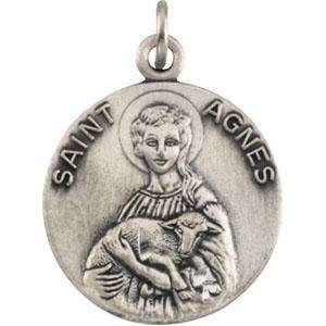 St Agnes Medal in 14k Yellow Gold