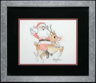 RARE DON DUGA SIGNED SANTA CLAUS & RUDOLPH THE RED NOSED REINDEER 