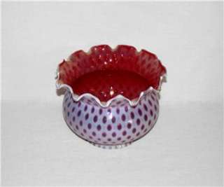 VICTORIAN CRANBERRY OPALESCENT COIN DOT LAMP SHADE COIN SPOT ~NR 