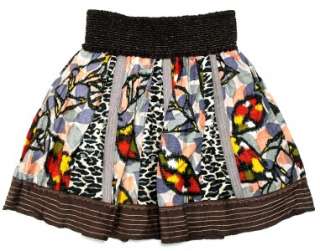 NEW $98 Free People Printed Smocked Cotton Short Mini Skirt Medium M 6 