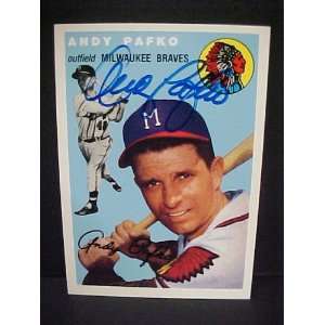 Andy Pafko Milwaukee Braves #79 1954 Topps Archives Signed Autographed 