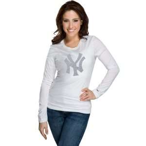  New York Yankees Womens Nike White Blended Long Sleeve T 