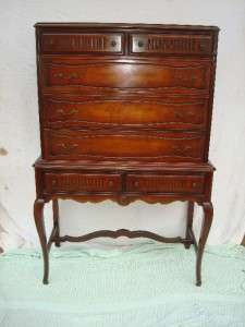 WALNUT FRENCHP ROVINCIAL COMMODE CHEST ON STAND DRESSER  