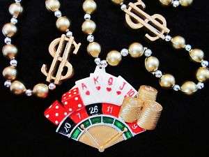   GRAS NECKLACE BEAD DICE CARDS ROULETTE WHEEL MONEY SIGNS (B958)  