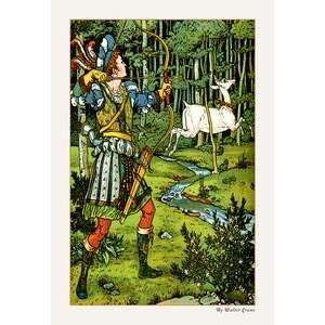    Vintage Art Hind in the Wood   The Archer   09609 8