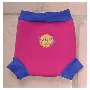 Splmash ABout Happy Nappy (swim nappy), Pink with Royal Blue rib, X 