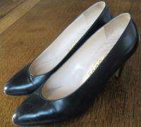 Evins Navy Leather Classic Pumps High Heels Sz Size 5B  