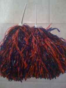 PAIR of ROOTER Pom Poms *NEW ENGLAND PATRIOT COLORS  Red & Blue 