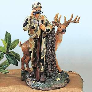 Funny Hunting Lodge Deer hiding behind hunter BINOCULARS Statue Decor 