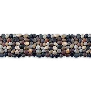 Solistone Rumi 4 x 39 Inch Natural Stone Pebble Mosaic Border Floor 