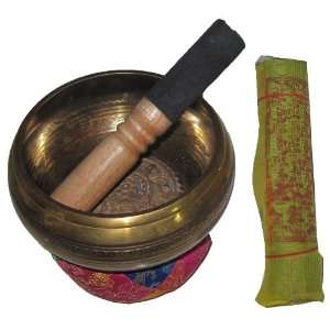  Exquisite 5 Inch Raised Engraved Tibetan Singing Bowl Made 