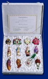 12 PIECE BRIDES TREE COLLECTION OLD WORLD CHRISTMAS GLASS ORNAMENTS 