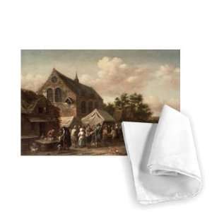  Poultry Market by a Church by Barend Gael   Tea Towel 