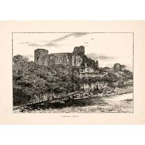  1894 Wood Engraving Barnard Castle Yorkshire England 