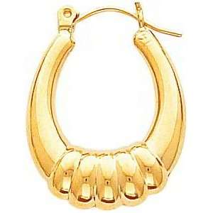  14K Gold Hollow Hoop Earrings Polished Jewelry New E 