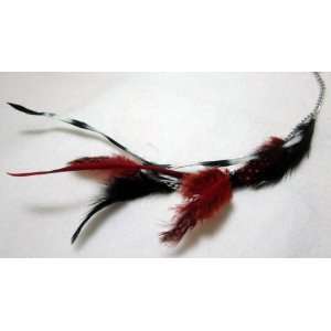  Black White and Red Feather Hair Extension Beauty