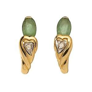  18ct Yellow Gold Emerald & Diamond Earrings Jewelry
