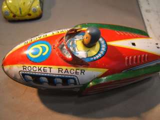 Vintage TIN TOYS 2 ROCKET RACERS 1 Small MARX Taxi All FRICTION 