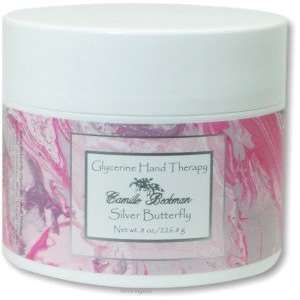 Camille Beckman Glycerine Hand Therapy, 8 Ounce Jar, Silver Butterfly