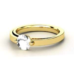  Pinch Ring, Round Rock Crystal 14K Yellow Gold Ring 