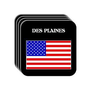 US Flag   Des Plaines, Illinois (IL) Set of 4 Mini Mousepad Coasters