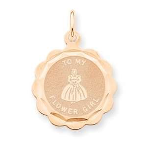  14k Rose Gold Flower Girl Disc Charm [Jewelry]