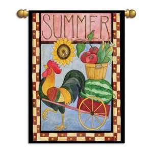 Rooster Cart Summer Garden Flag Banner 13 x 18 Patio 