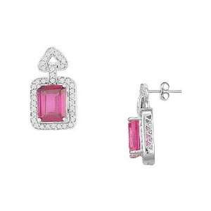   .90ct Pink Sapphire Earrings in 14K White Gold VIJAY BHATIA Jewelry