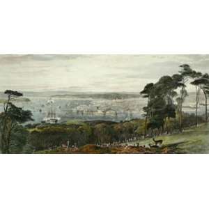 Devonport From Mount Edgecombe Etching Duncan, Edward Prior, T A 