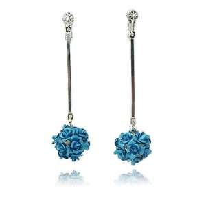  Romantic Ball Flower Fashion Earrings (Blue) Jewelry