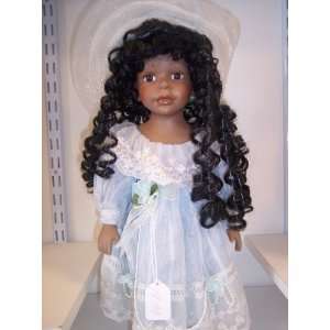  Porcelain Collector Doll   Victorian   Black Hair 