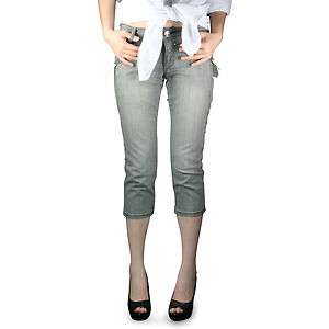 Designer Womens Gray Skinny Slim Capri Jeans Size 8 W29  