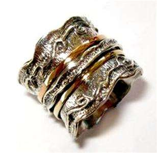 Designer wedding israeli spinning rings size 9 ring  