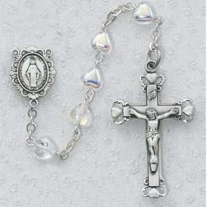 STERLING SILVER CRYSTAL HEART ROSARY 
