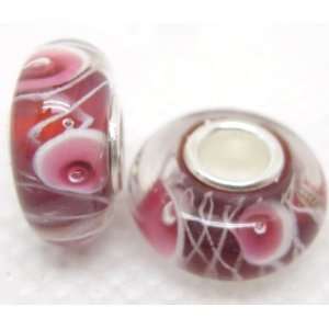  Bleek2Sheek Murano Glass Pink Bubbles on Red Charm Beads 