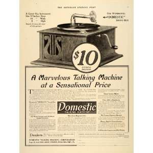  1916 Ad Antique Domestic Sound Box Talking Machine WWI 