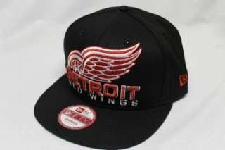 DETROIT RED WINGS NEW ERA NHL SNAPBACK HAT CAP RETRO CHOP BLACK  