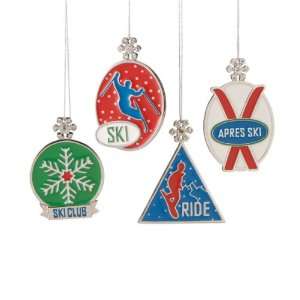  Ski Club Charm Ornaments 4 Assorted Designs Set of 8