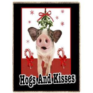  Funny Country Western Pig Hogs Ad Kisses Mistletoe 