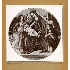  1903 Tipped In Print Botticelli Religion Art Virgin Mary 